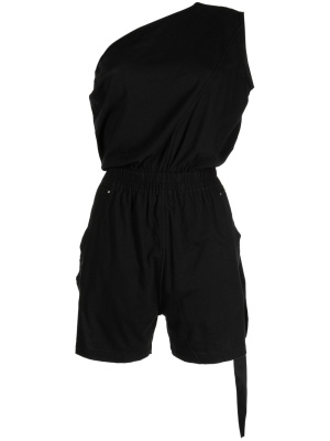 

One-shoulder cotton playsuit, Rick Owens DRKSHDW One-shoulder cotton playsuit