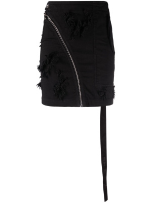 

Zip-detail frayed skirt, Rick Owens DRKSHDW Zip-detail frayed skirt