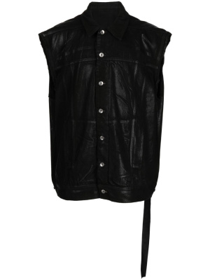 

Sleeveless wax-coated cotton vest, Rick Owens DRKSHDW Sleeveless wax-coated cotton vest
