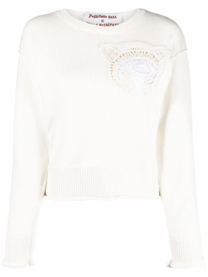 

Crochet-detail crew neck jumper, Stella McCartney Crochet-detail crew neck jumper