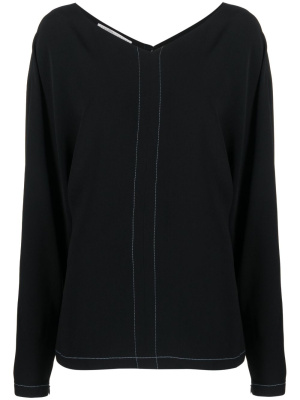 

Stitched V-neck long-sleeve blouse, Stella McCartney Stitched V-neck long-sleeve blouse