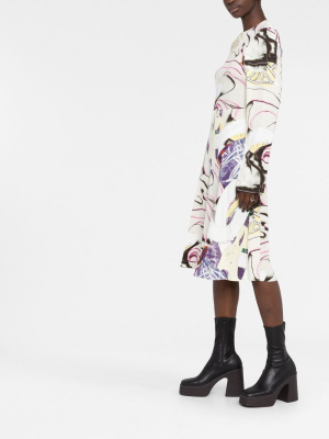 

Graphic-print long-sleeve dress, Stella McCartney Graphic-print long-sleeve dress