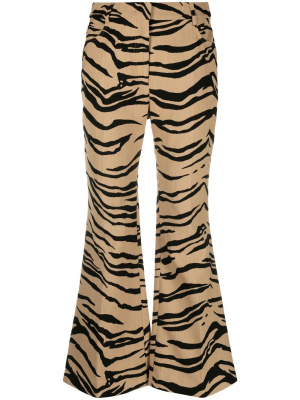 

Tiger-jacquard cropped flared trousers, Stella McCartney Tiger-jacquard cropped flared trousers