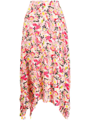 

Cotton draped ruffle skirt in flower print, Stella McCartney Cotton draped ruffle skirt in flower print