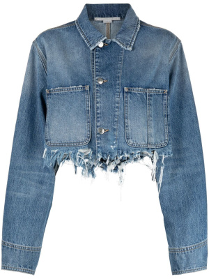

Distressed-effect cropped denim jacket, Stella McCartney Distressed-effect cropped denim jacket