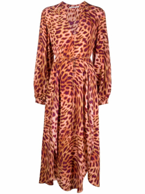 

Leopard-print tied waist dress, Stella McCartney Leopard-print tied waist dress