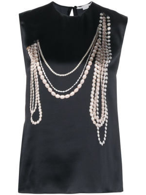 

Pearl-print silk tank top, Stella McCartney Pearl-print silk tank top