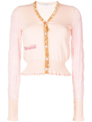 

Velvet-trim wool cardigan, Stella McCartney Velvet-trim wool cardigan