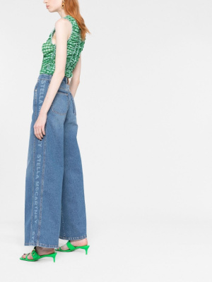 

Logo-tape wide-leg jeans, Stella McCartney Logo-tape wide-leg jeans