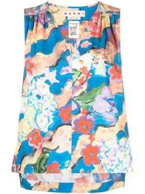 

Floral-print sleeveless blouse, Marni Floral-print sleeveless blouse