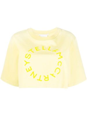 

Flocked-logo cropped T-shirt, Stella McCartney Flocked-logo cropped T-shirt