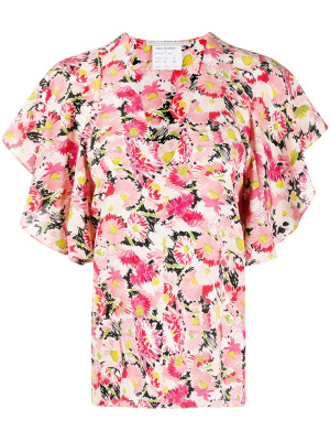 

Floral-print flounce-sleeve blouse, Stella McCartney Floral-print flounce-sleeve blouse