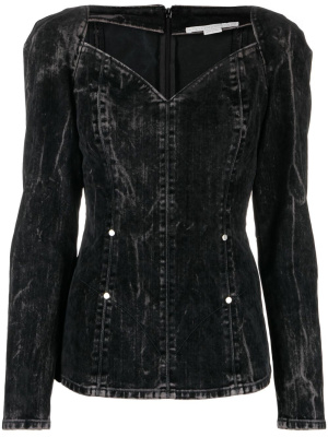 

Flocked velvet denim blouse, Stella McCartney Flocked velvet denim blouse