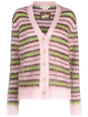 

Striped mohair-blend cardigan, Marni Striped mohair-blend cardigan