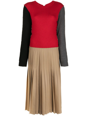 

Colour-block pleated midi dress, Marni Colour-block pleated midi dress