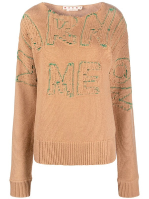 

Logo-embroidered knitted jumper, Marni Logo-embroidered knitted jumper