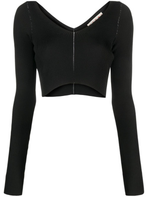 

V-neck ribbed-knit crop top, Marni V-neck ribbed-knit crop top