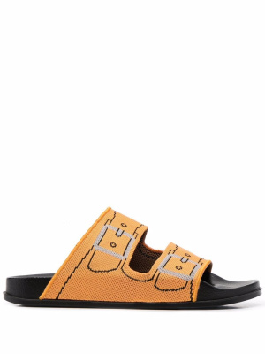 

Buckle-print double-strap slides, Marni Buckle-print double-strap slides