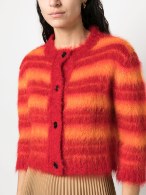 

Striped cropped mohair-blend cardigan, Marni Striped cropped mohair-blend cardigan