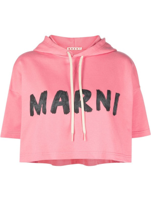 

Logo-print short-sleeve hoodie, Marni Logo-print short-sleeve hoodie