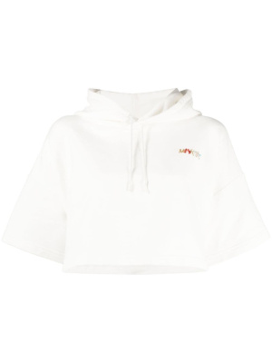 

Logo-detail cotton crop hoodie, Marni Logo-detail cotton crop hoodie