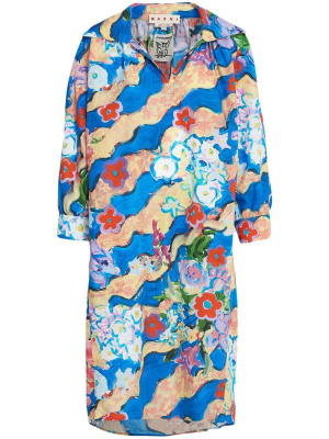 

Graphic-print cotton shirtdress, Marni Graphic-print cotton shirtdress