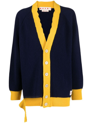 

Distressed-finish V-neck cardigan, Marni Distressed-finish V-neck cardigan