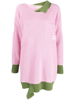 

Asymmetric raw-edge ribbed jumper, Marni Asymmetric raw-edge ribbed jumper