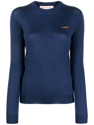 

Logo-embroidered fine-knit jumper, Marni Logo-embroidered fine-knit jumper