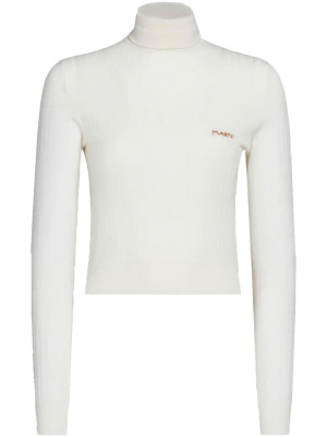 

Embroidered-logo high-neck ribbed sweater, Marni Embroidered-logo high-neck ribbed sweater