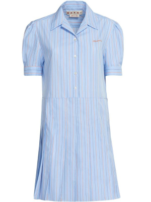 

Embroidered-logo pinstripe-print dress, Marni Embroidered-logo pinstripe-print dress