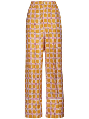 

Check-print silk flared trousers, Marni Check-print silk flared trousers