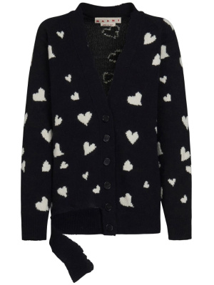 

Heart-print V-neck cardigan, Marni Heart-print V-neck cardigan