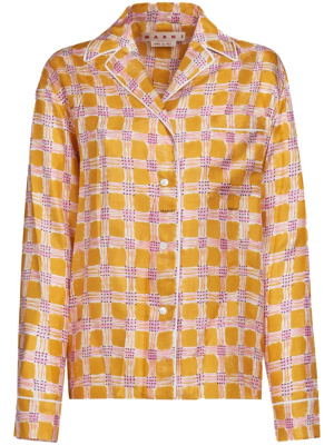 

Check-print silk shirt, Marni Check-print silk shirt