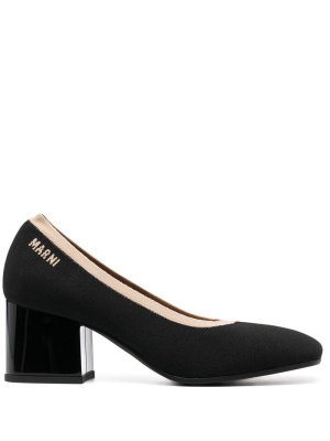 

Striped logo-print pumps, Marni Striped logo-print pumps
