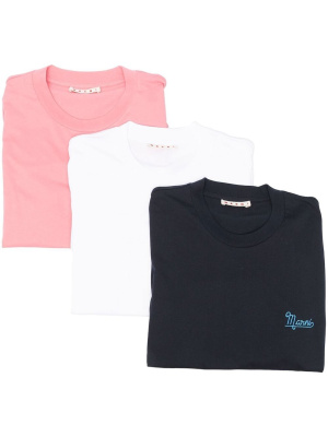 

Three-pack embroidered-logo T-shirt, Marni Three-pack embroidered-logo T-shirt