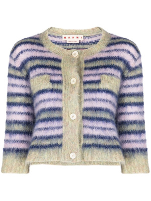 

Striped-knit cropped cardigan, Marni Striped-knit cropped cardigan