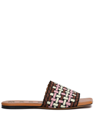 

Jacquard leather flat sandals, Marni Jacquard leather flat sandals