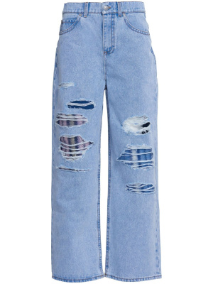 

Distressed knit-layered wide jeans, Marni Distressed knit-layered wide jeans