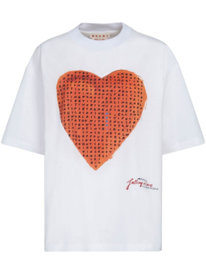 

Heart-print cotton T-shirt, Marni Heart-print cotton T-shirt