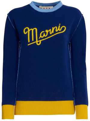 

Intarsia logo-knit crew neck jumper, Marni Intarsia logo-knit crew neck jumper