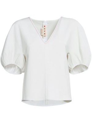 

Contrast-stitched V-neck blouse, Marni Contrast-stitched V-neck blouse