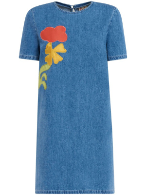

Embroidered-graphic denim minidress, Marni Embroidered-graphic denim minidress