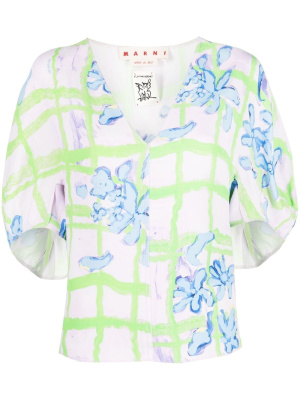 

Floral-print short-sleeve blouse, Marni Floral-print short-sleeve blouse
