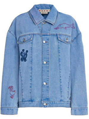 

Graphic-print detail denim jacket, Marni Graphic-print detail denim jacket