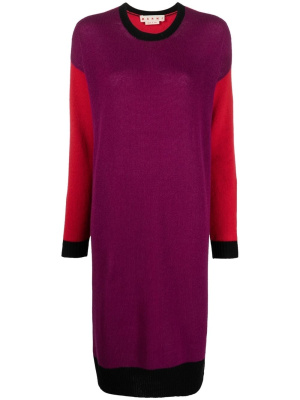 

Colour-block cashmere knitted dress, Marni Colour-block cashmere knitted dress