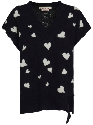 

Heart-print V-neck jumper, Marni Heart-print V-neck jumper