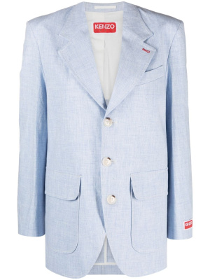 

Logo-patch buttoned linen blazer, Kenzo Logo-patch buttoned linen blazer