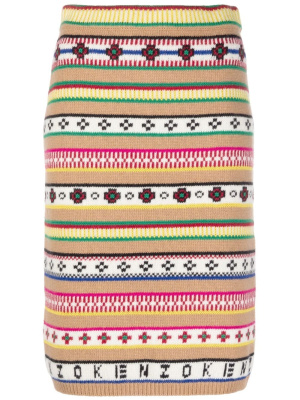 

Intarsia-knit high-waisted skirt, Kenzo Intarsia-knit high-waisted skirt