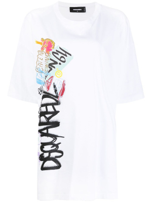 

Graffiti-logo cotton T-shirt, Dsquared2 Graffiti-logo cotton T-shirt
